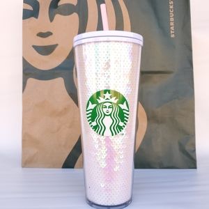 STARBUCKS Pink Iridescent Sequins Cold Tumbler